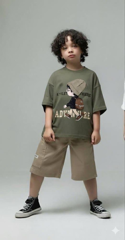 ست تیشرت وشلوارک مدل بافت کلاهدار